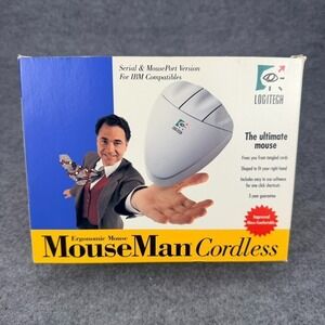 Vintage Logitech Model 1163  MouseMan Cordless Computer Mouse Complete